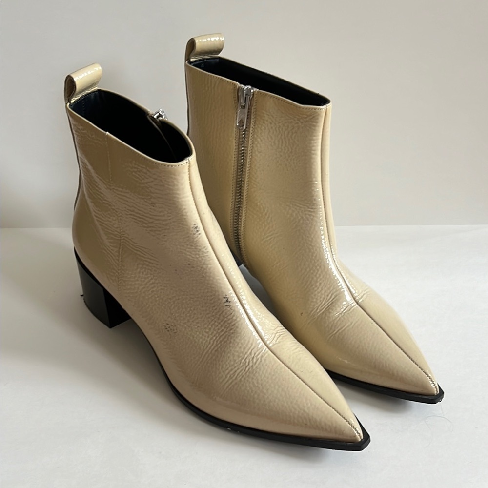 Everlane The Boss Boot – Cream Leather Ankle Boots, Size 8.5